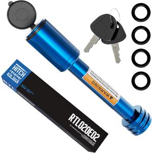 RETRUE Trailer Hitch Receiver Pin Lock - Black, 2 Inch Receiver, 5/8" Dia Hitch Lock for Securely Locking Trailer Hitch with Two Keys, Blue