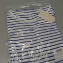 LilyCoco 3/4 Length Sleeve Womens Tops Boat Neck Striped Shirt Long Cotton Tshirts Blue Small (Blue, S)