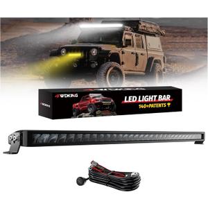 4WDKING 32 Inch Dual-Color Slim LED Light Bar,180W Spot Flood Combo Beam with Wiring Harness Kit, Screwless Design, IP68&IP69K Waterproof, Off Road Driving Lamp Fog Lights for Truck Pickup ATV UTV SUV