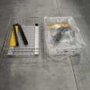 Pull out Cabinet Organizer, Stainless Steel 2-Pack Slide out Drawer with Silent Full-Extension Slides, Adhesive Roll out Can Spice Storage Basket Shelf Rack for Pantry, Kitchen, Bathroom, Home Closet, (11.8"W x 16.5"D x 4.7"H)-2 PACK