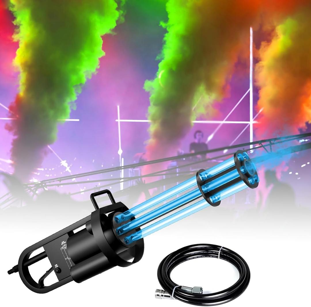 CO2 Cannon Fog Machine with LED Multi-Color Lights, Handheld Fogger Gatling Air Column Gun, CO2 Blaster Jet Machine Stage Effect Equipment for Events, Wedding, Party, Club (1Pack) (1Pc)