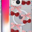 Bow Cherry for iPhone 13 Case, MagSafe Compatible,Matte Soft Slim Shockproof Cover,Anti-Fingerprint,Anti-Yellowing,Anti-Scratch Back,Magnetic Phone Case for Women,Girl,Cute,Girly,Clear