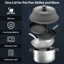 Collapsible Microwave Splatter Lid with Vented Tempered Glass Cover Wok Lid for Microwave Safe, Stockpot Steamer Pot Pan 10.5-11 inch Universal Multifunction Silicone Cover (Grey)