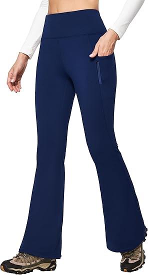 IUGA Fleece Lined Leggings Women Water Resistant Thermal Leggings Winter Warm Tights High Waist Hiking Pants with Pockets XS