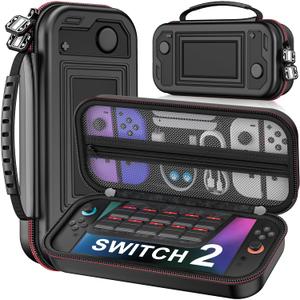 Kawaye Switch 2 Case for Switch Game Compatible with Nintendo Switch 2 (2025) and Switch/OLED Console, Switch Carrying Case Hard Shell Protective for Nintendo Switch 2 Accessories (Black)
