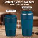 12OZ Travel Coffee Mug Insulated Coffee Cup with Spill Leak Proof Lid, Portable Stainless Steel Tumbler Reusable Hot and Cold Water Mug for Car, Daily, Camping- Blue