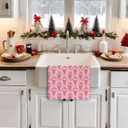 Pink Merry Christmas Tree Kitchen Towels, Coquette Christmas Tree Hand Towels for Bathroom, Preppy Pink Xmas Striped Holiday Dish Tea Towel for Kitchen Decor, 16x24 Inch Set of 2 (Color 17)