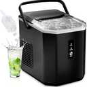 Euhomy Portable Countertop Ice Maker - 9 Cubes in 6 Mins, 26lbs/Day, Self-Cleaning with Ice Scoop & Basket, Compact for Home/Kitchen/Office/RV (Black)