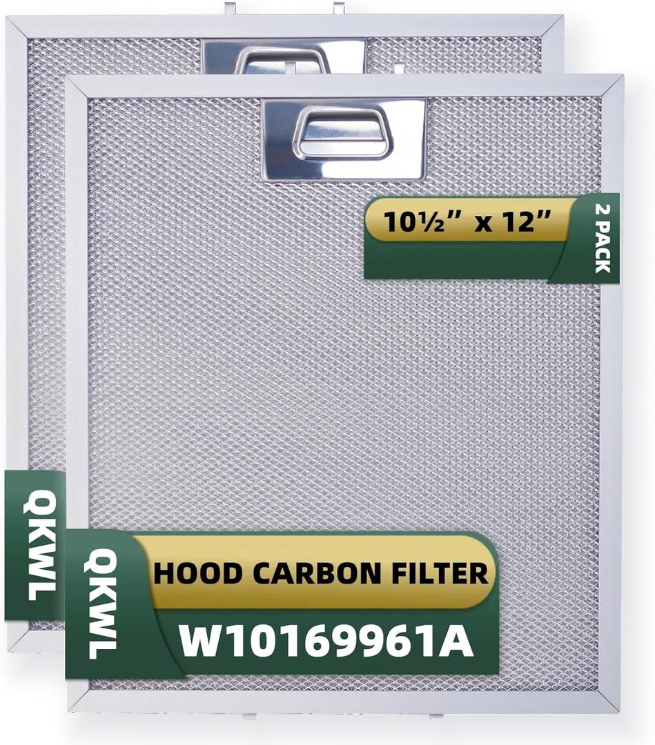 QKWL 5Layer Aluminium W10169961 Upgraded Range Hood Filter for Samsung Kitchen Aid GE Ikea Thermador etc vent hood Fit for W10833076 W10875058 W10870878 W11245983 10.5x12x0.35in 2 Pack