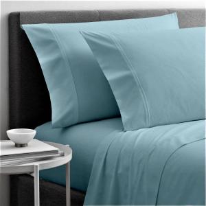 Cottingon 4 Piece Full XL Dorm Bedding Set for College, 100% Long Staple Premium Egyptian Cotton, Soft Bed Sheets, Fits Upto 15" Deep Mattress 54"X80" Extra Long, Light Blue