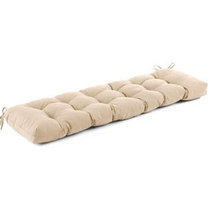 IASEAHK Outdoor Bench Cushion 59x18x5 Inch, Waterproof & Fade-Resistant Patio Furniture Cushions, Tufted Memory Foam Indoor/Outdoor Cushions for Couch Porch Swing with Non-Slip Backing & Straps, Beige