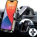 [True Anti-Vibration] Car Phone Holder VANMASS2025 Ultimate Military-Grade UpgradedSuction Cell Mount Truck Stand Cradle for Dashboard Windshield Vent for iPhone 16 Pro Max 15 14 13 Samsung Android (Black)