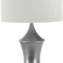 Woven Paths Vintage Style Pewter Table Lamp with Gold Plating and Linen Shade, 26.5"