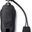 CDYSIKLL Suede Genuine Leather Smart Key Fob Case with Leather Key Strap Compatible for Porsche 718, Porsche 911, Porsche Panamera, Porsche Cayenne