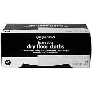 Basics Wet & Dry Sweeper Kit, 1 Sweeper Handle, 7 Heavy Duty Dry Floor Cloths, 3 Wet Floor Cloths, Pack of 1
