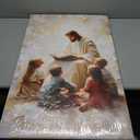 Jesus Teaching Kids Canvas Wall Art Christian Children Room Wall Decor Picture Children Of God Watercolor Poster Print for Kids room living room bedroom home decoration Ready To Hang, Size: 16"L x 12"W-Canvas