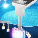 Solar Pool Light for Steel Wall Above Ground Pool Light,Submersible Pool Light with LCD Pool Thermometer,Underwater light for Pool Accessories,10 Light Modes Swimming Pool LED Lighting,1PC