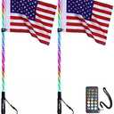 Beatto 2PCS 2FT(0.9M) RF Remote Control RGB LED Whips Light with Dacning/Chasing, Antenna Light for Off- Road Vehicle ATV UTV RZR Jeep Trucks Dunes. (2FT-2PCS)
