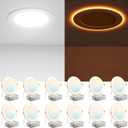 Amico 12 Pack 6 Inch 5CCT LED Recessed Ceiling Light with Night Light, 2700K/3000K/3500K/4000K/5000K Selectable Ultra-Thin Lighting, 12W=110W, 1100LM, Dimmable Canless Wafer Downlight ETL&FCC (White)
