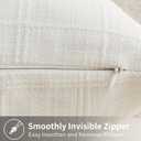 Throw Pillow Covers Set of 2 18x18 Inch Linen Check Decorative Pillow Covers, Neutral White Soft Vintage Pillowcases for Couch Sofa Bed Living Room, Farmhouse Home Boho Decor