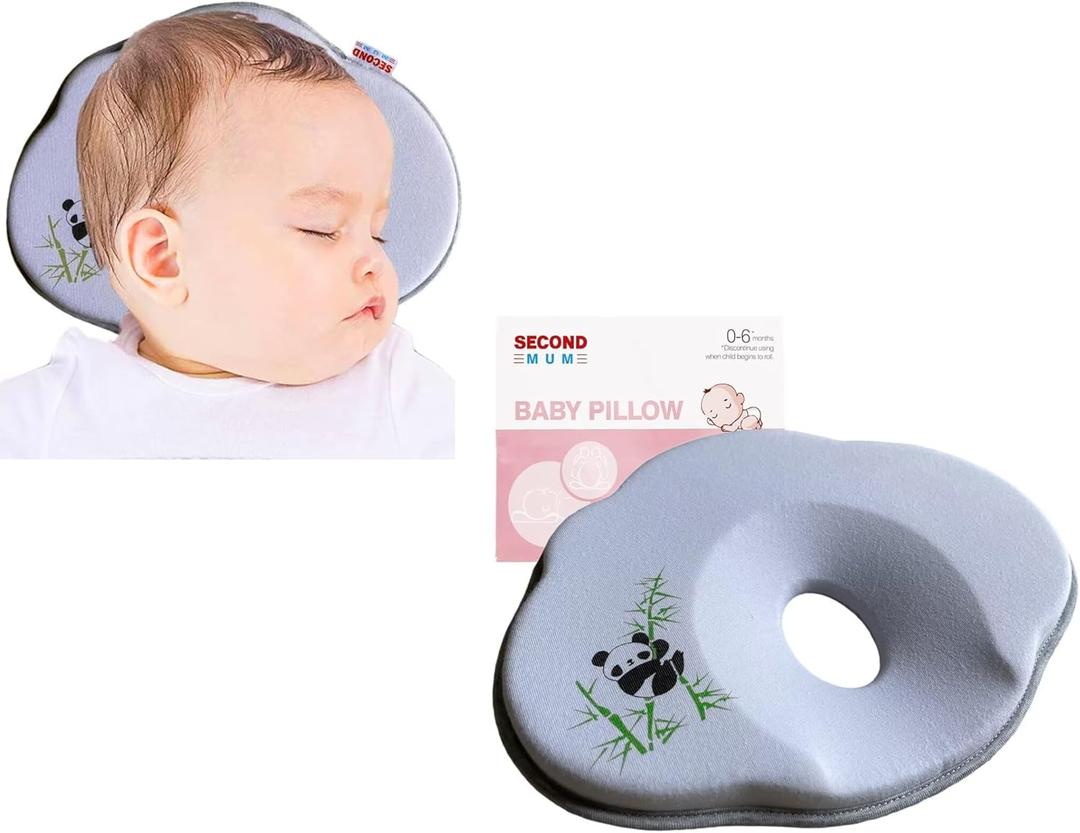 Baby Pillow for Sleeping for Newborn Head Support Soft & Cozy Prvents Fat Had Stroller Bassinet Insert Flat Design Almohadas para Bebes (Panda)