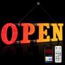 LED Open Signs for Buiness, 48"x16"Large Open Light Up Signs with Remote Controls, Smart App, DIY Editor Colours Sign Flashing Light for Storefront Window Bar Salon Cafes Retail Shops