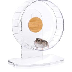 Niteangel Super-Silent Hamster Exercise Wheels: - Quiet Spinner Hamster Running Wheels with Adjustable Stand for Hamsters Gerbils Mice Or Other Small Animals (S, Transparent)