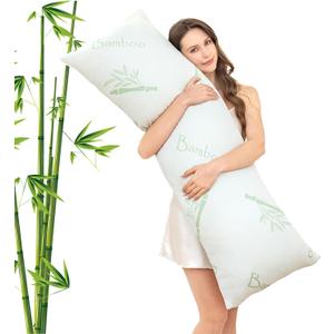 Body Pillow for Adults, Memory Foam Long Pillow for Side Sleeper, Fluffy and Firm Full Body Pillow with Removable Pillowcase,Adjustable Filling,2054 Inch,Green