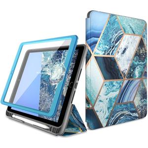 i-Blason Cosmo Case for iPad 9th/8th/7th Generation, iPad 10.2 (2021/2020/2019), Full-Body Trifold with Built-in Screen Protector Protective Smart Cover with Auto Sleep/Wake & Pencil Holder (Blue)