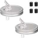 2 pack wide mouth pour spout lid for mason jar, Free flow pour spout for wide mouth mason jar 3.4 in, Perfect for any liquid Leak-Airtight Leak Proof and built to last (Silver)