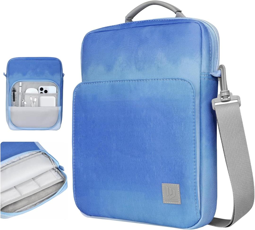 Dadanism 9-11 Inch Tablet Sleeve Bag Carrying Case with Shoulder Strap for iPad (A16) 11", iPad 10th Gen 10.9", iPad Air M4/Pro M5 11", iPad 9/8/7th 10.2", Galaxy Tab A11+ Plus 11", Blue Mist