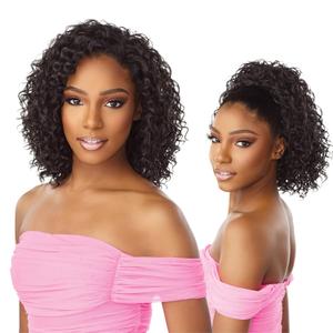 Sensationnel Instant Weave Half Wig - 14 Synthetic Blendwig Adjustable Drawstring for Seamless Hair Blending (1B OFFBLACK)