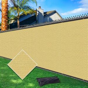 5ftx25ft Privacy Fence Screen Heavy Duty 170 GSM Windscreen & Dustproof Fabric Privacy Screen Covering Mesh Fencing for Outdoor Patio, Balcony, Pool Deck, Sand