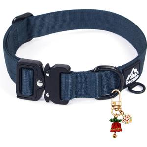 Dog Collar for Small Dogs Christmas Boy Girl- Adjustable, Chew Proof Nylon Collar with Metal Quick Release Buckle and D-Ring for Dog Tags (Navy Blue, S) (S(0.5''Width, Fit 11''-15''))