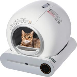 Self Cleaning Cat Litter Box, Smart Large Automatic Litter Box, Cat Litter Box with Real-time Monitoring, Remove Odor and LED Screen for Cats from 2.2 to 17.6 lbs