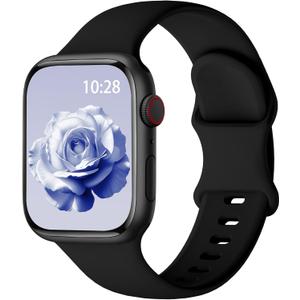 Sport Silicone Band Compatible with Apple Watch Bands 40mm 38mm 41mm 44mm 45mm 46mm 42mm 49mm for Women Men, Soft Wristband Water-proof Strap for iWatch Bands Series 11 10 9 8 7 6 5 4 3 2 1 Ultra SE
