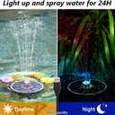 AISITIN 6.5W Solar Glass Panel Fountain, LED Colorful Lights & Remote Control, Rechargeable with Storage, Solar Powered Water Fountain Pump with Integrated Bracket for Bird Bath, Garden, Outdoor, Pond