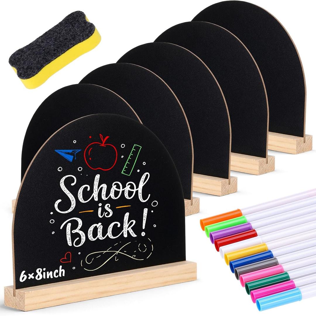 Novabright 6 Piece Mini Chalkboard Signs with Stand 6 x 8 Inch for Table Decorations with Chalkboard Pens and Eraser for Restaurant Food Display Message Boards Party Decorations
