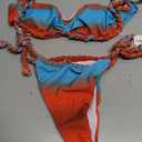 Women Braided Bandeau Bikini Cheeky Bottom Swimsuit Padded Bathing Suit, M