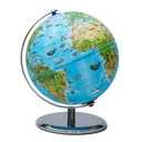Replogle 8"/20cm Interactive Illuminated Political Globe with Chrome Base, Riser and Semi-Meridian. Standing 12 inches tall, This Colorful Easy to Read Globe Illuminates Brightly. The Perfect Interactive STEM Educational With Over a Thousand Pieces of Information. Ideal Night Light for Bedroom, Office or Home Decor. (Blue Kids)