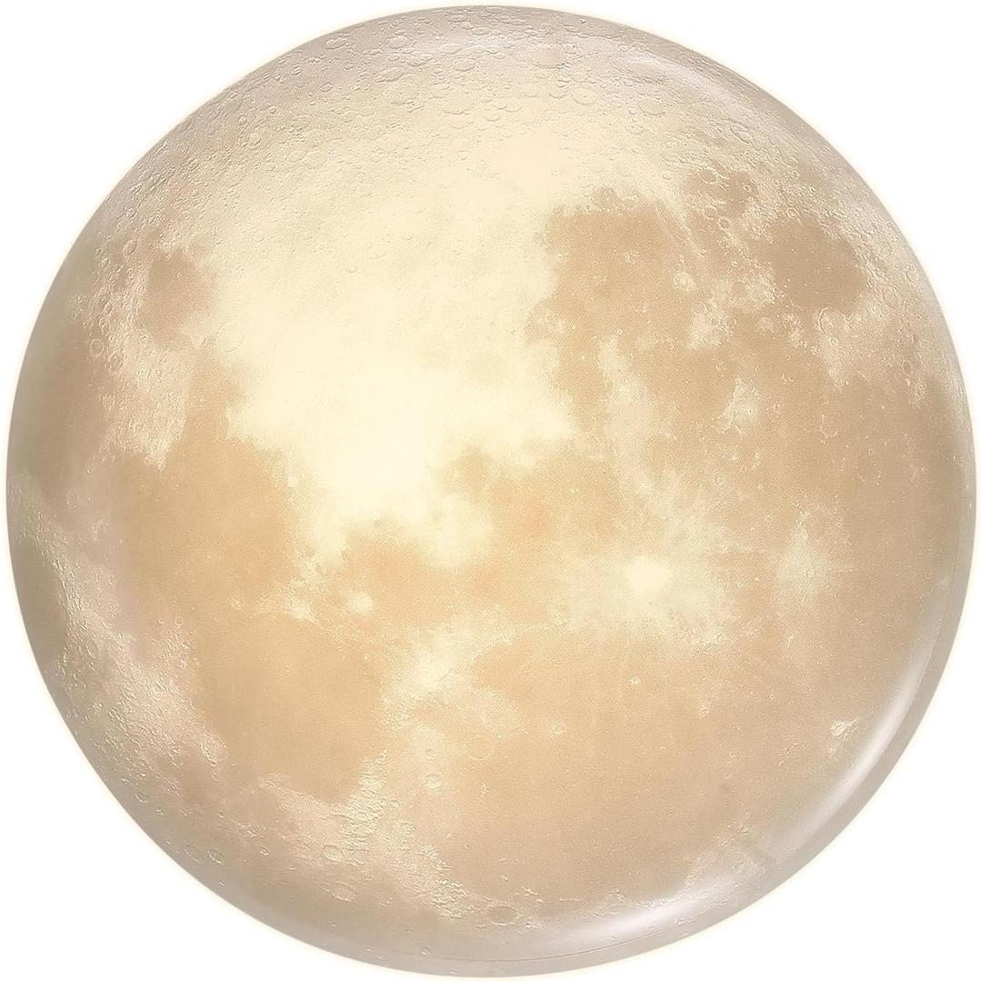 Flush Mount Fixture Ceiling Light 15" 3D Moon Surface 5CCT Adjustable 30W LED for Bedroom, Nursery