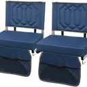 Stadium Seats for Bleachers with Back Support, Bleacher Seats with Backs and Cushion Wide, Portable Folding Comfort Stadium Chair with Shoulder Strap, Carry Handle, Storage Pockets, Navy, 2Pack