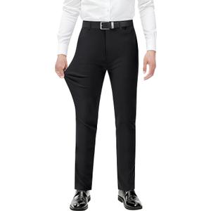 Men's Stretch Dress Pants with Expandable-Waist 3 Fits: Slim Fit/Classic Straight/Big & Tall (Slim, 31W x 28L)