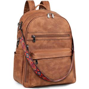 FADEON 15.6 inch Laptop Backpack Purse for Women Designer PU Leather Computer Backpacks Fashion for Work Travel Brown FADEON 15.6 inch Laptop Backpack Purse for Women Designer PU Leather Computer Backpacks Fashion for Work Travel Brown