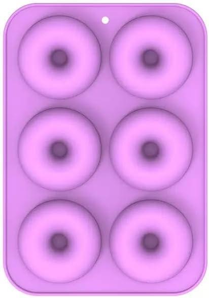 2 x Silicone Donut Mold, Non-Stick Food Grade Baking Pan for Doughnut Making, Purple