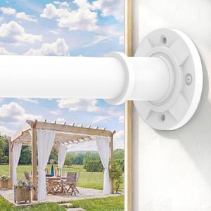 Tension Curtain Rod 31 to 124 in Extra Long Curtain Rod Adjustable Heavy Duty White Spring Shower Curtain Rod for Bathroom Windows Room Divider Never Rust