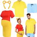 4 Pcs Halloween Maternity Costume New Parents Couple Outfit Dress Pregnancy Cloth for Women New Daddy Mommy Party (Medium)