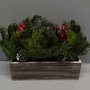 Christmas Centerpieces for Table, Mine Tree Pine Pinecones in Pot Artificial Xmas Plants with Red Seeds Eucalyptus Leaves in White Rectangular Wooden Pots for Christmas Table Decor