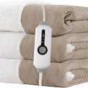 Electric Heated Blanket 72"x84" Full Size for Safe All Night Rest, Dual-Sided Microplush Sherpa for Bedroom Couch Use, 4 Heat Settings & 10 Hours Auto Off Energy Saving, Machine Washable-Light Brown