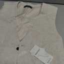 Aowdoy Men's Suit Linen Beach Wedding Suit Prom Tuxedos for Groomsmen Vest+Pants Set Beige XS